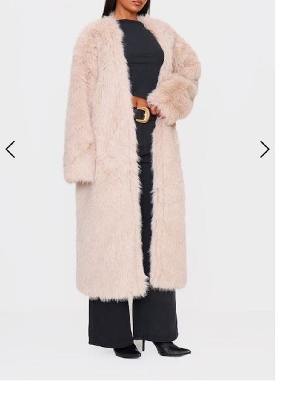 PRETTYLITTLETHING Pretty Little Thing STONE Mob Wife FAUX Fur Coat Jacket Size 8